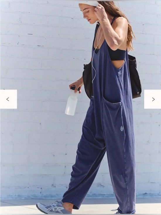 Free People Pants - Free People Hot Shot Onesie Navy Relaxed Cotton Romper Jumpsuit